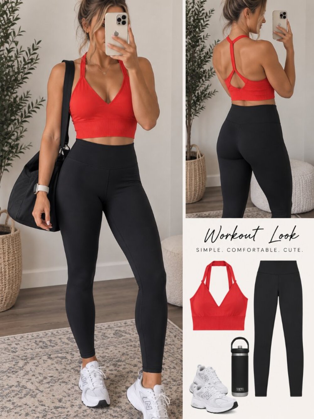 FP Movement Red/Coral Ribbed V-Neck Crisscross Back Sports Bra M/L